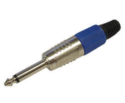 Monoplugg 6,3 mm metall blå