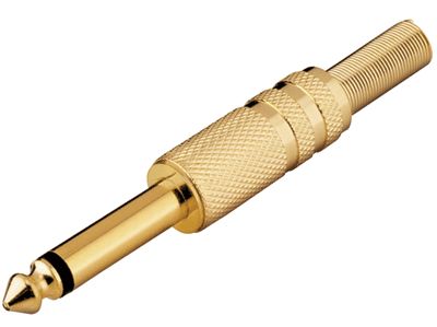 Monoplugg 6,3 mm metall / förgylld