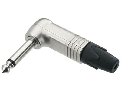 Monoplugg 6,3 mm metall/vinkel grå