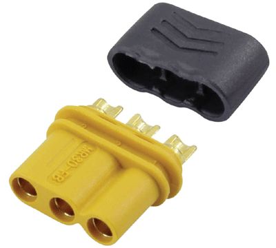 Strömkontakt 3-polig hona 500Vdc 15A gul/grå