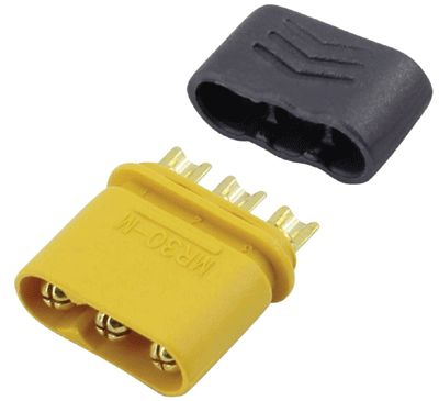 Strömkontakt 3-polig hane 500Vdc 15A gul/grå