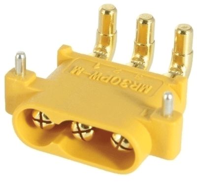 Strömkontakt för kretskort vinkel 3-polig hane 500Vdc 15A gul