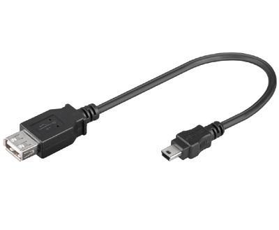 Mini-USB-B / USB-A anslutningskabel svart 0,2m