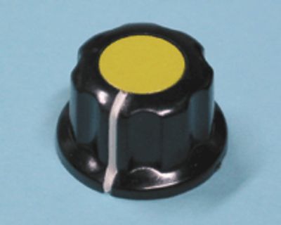 Apparatknopp, bakelit 6,35 mm/19,5 mm gul