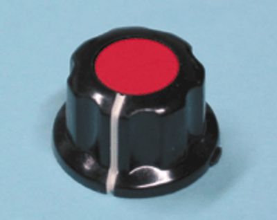 Apparatknopp, bakelit 6,35 mm/19,5 mm röd