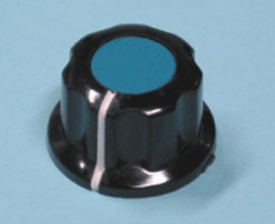 Apparatknopp, bakelit 6,35 mm/19,5 mm blå