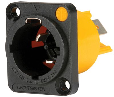 PowerCON-chassikontakt 3-polig hane svart/gul (Power IN)