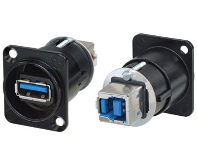 USB-genomföringskontakt USB-A/USB-B 3.0 svart