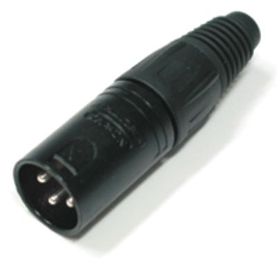 XLR-kontakt 3-polig hane, svart
