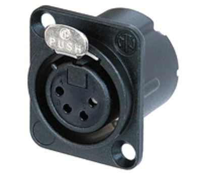 XLR-chassikontakt 4-polig hane svart