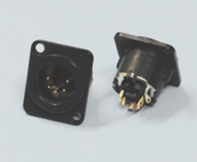 XLR-chassikontakt 5-polig hane, svart