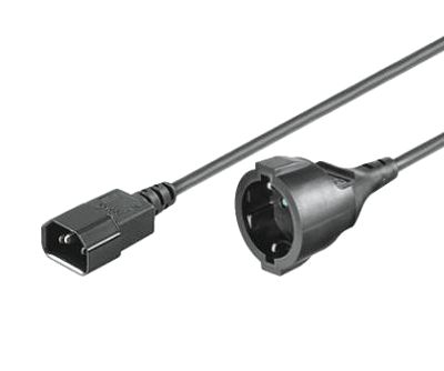 Anslutningskabel Schuko/C14 svart 1m