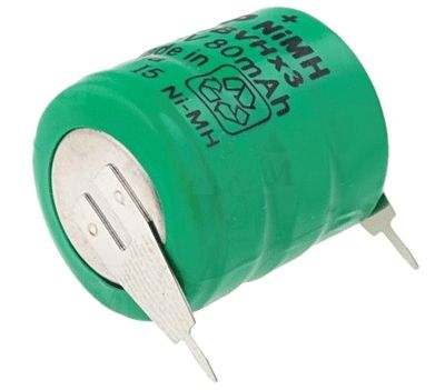 NiMh-batteri för kretskort (1+1) 3,6V 80mAh