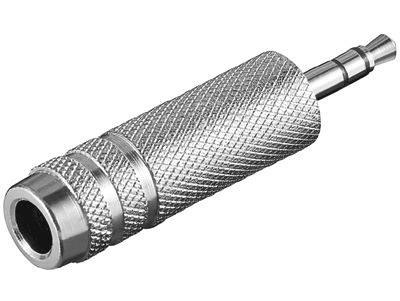 Adapterkontakt 3,5 mm stereoplugg / 6,3 mm stereojack metall