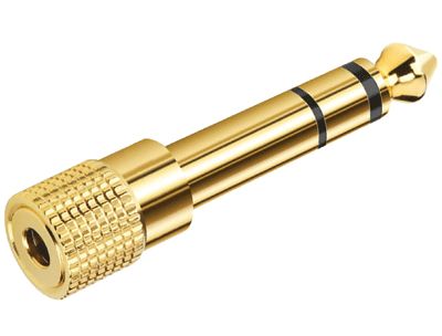 Adapterkontakt 6,3 mm stereoplugg / 3,5 mm stereojack förgylld