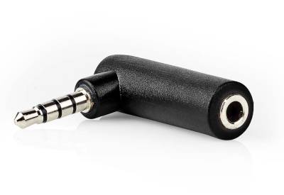 Adapterkontakt 3,5 mm 4-polig plugg vinklad / 3,5 mm 4-polig hane