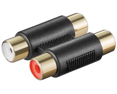 Adapterkontakt 2xRCA-hona/2xRCA-hona förgylld