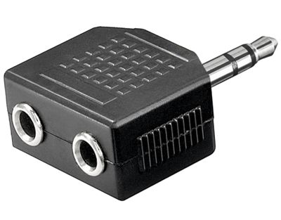Adapterkontakt 3,5 mm stereoplugg / 2x3,5 mm stereojack