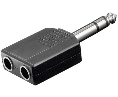 Adapterkontakt 6,3 mm stereoplugg / 2x6,3 mm stereojack