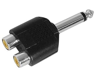Adapterkontakt 6,3 mm monoplugg / 2x RCA-kontakt hona * Adapterkontakt 6,3 mm monoplugg / 2x RCA-kontakt hona *