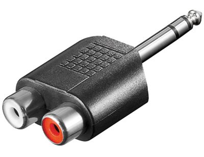 Adapterkontakt 6,3 mm stereoplugg / 2x RCA-hona Adapterkontakt 6,3 mm stereoplugg / 2x RCA-hona