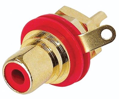 RCA-chassikontakt isolerad/förgylld röd (NYS367-2)