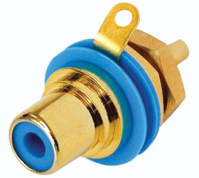 RCA-chassikontakt isolerad/förgylld blå (NYS367-6)