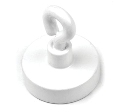 Permanentmagnet med ögla Neodymium N38 25,3x7,3mm vit