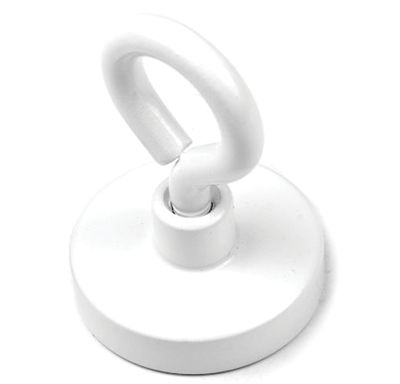 Permanentmagnet med ögla Neodymium N38 32,3x7,3mm vit