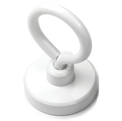 Permanentmagnet med ögla Neodymium N38 40,3x9,3mm vit
