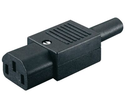 Kapslingskontakt C13 rak hona svart