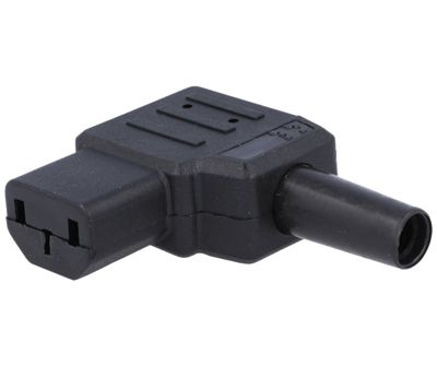 Vinkelkontakt C13 höger hona svart