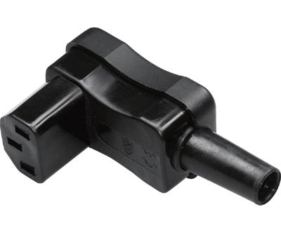 Vinkelkontakt C13 nedåt hona svart