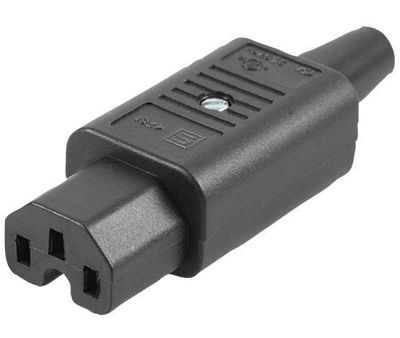 Apparatuttag C15 rak hona svart