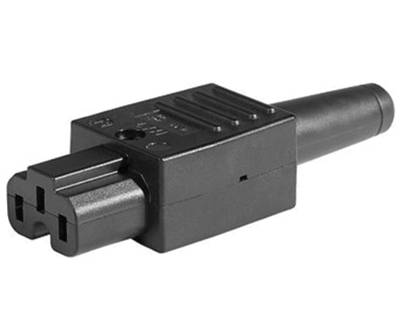 Apparatuttag C15A rak hona svart