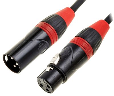 DMX-anslutningskabel 3-polig XLR-hane / XLR-hona röd/svart 10m *