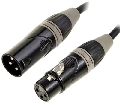 DMX-anslutningskabel 3-pol. XLR-hane / XLR-hona grå/svart 15m *