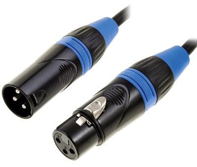 DMX-anslutningskabel 3-polig XLR-hane / XLR-hona mörkblå/svart 20m *