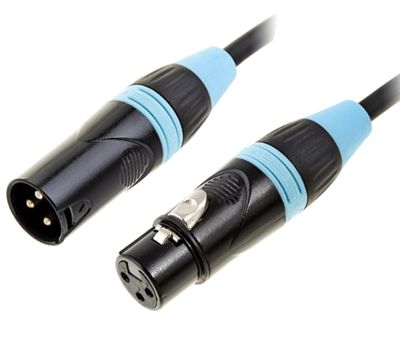 DMX-anslutningskabel 3-polig XLR-hane / XLR-hona ljusblå/svart 2m *