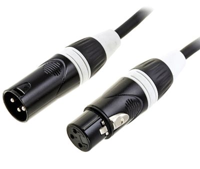 DMX-anslutningskabel 3-polig XLR-hane / XLR-hona vit/svart 3m *