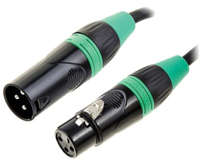 DMX-anslutningskabel 3-polig XLR-hane / XLR-hona grön/svart 5m *