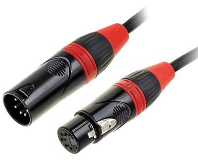 DMX-anslutningskabel 5-polig XLR-hane / XLR-hona röd/svart 10m *