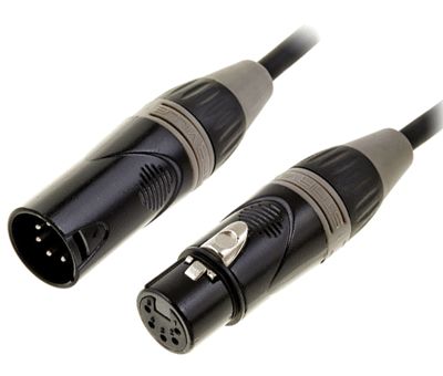 DMX-anslutningskabel 5-polig XLR-hane / XLR-hona grå/svart 15m *