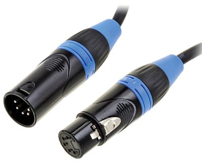 DMX-anslutningskabel 5-polig XLR-hane / XLR-hona mörkblå/svart 20m *