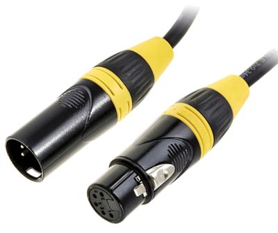 DMX-anslutningskabel 5-polig XLR-hane / XLR-hona gul/svart 25m *