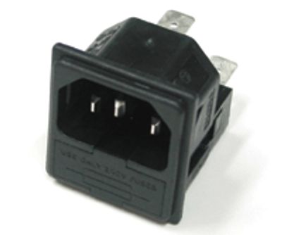 Instrumentpanelkontakt med säkringshållare, hane, 6,3 mm snabbkopplingar, SNAP-IN-fäste