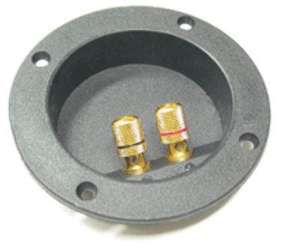 Förgylld högtalarterminal, infällbar, 2-delad