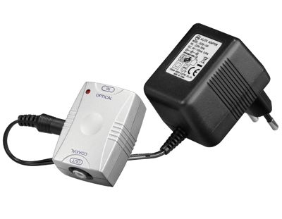 Ljudomvandlare optical-in / coaxial-ut (TOSLINK/RCA)