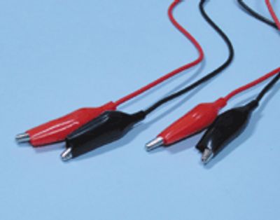 Mätningskabelpar med gäddkäkklämmor röd/svart 0,8m