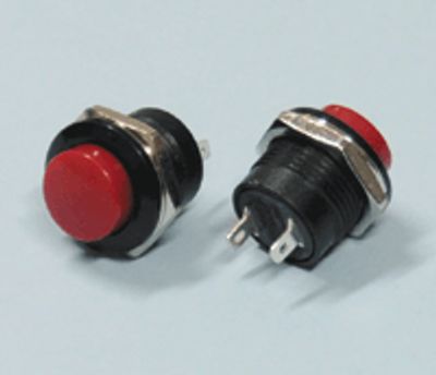 Tryckknapp stängande 1xOFF-(ON) 3A 250V röd/svart